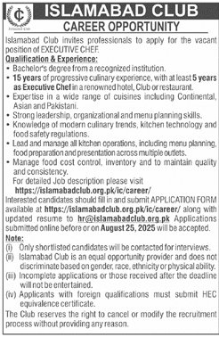 Jobs in Islamabad Club-1